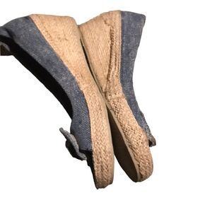 NYLA denim wedge excellent condition  size 8.5 peep toe denim wedges